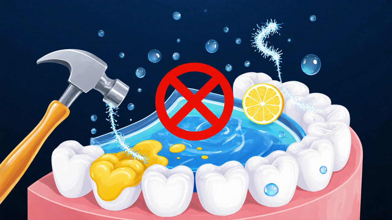 Ochranný štít z fluoridu a nitě proti nebezpečným domácím metodám