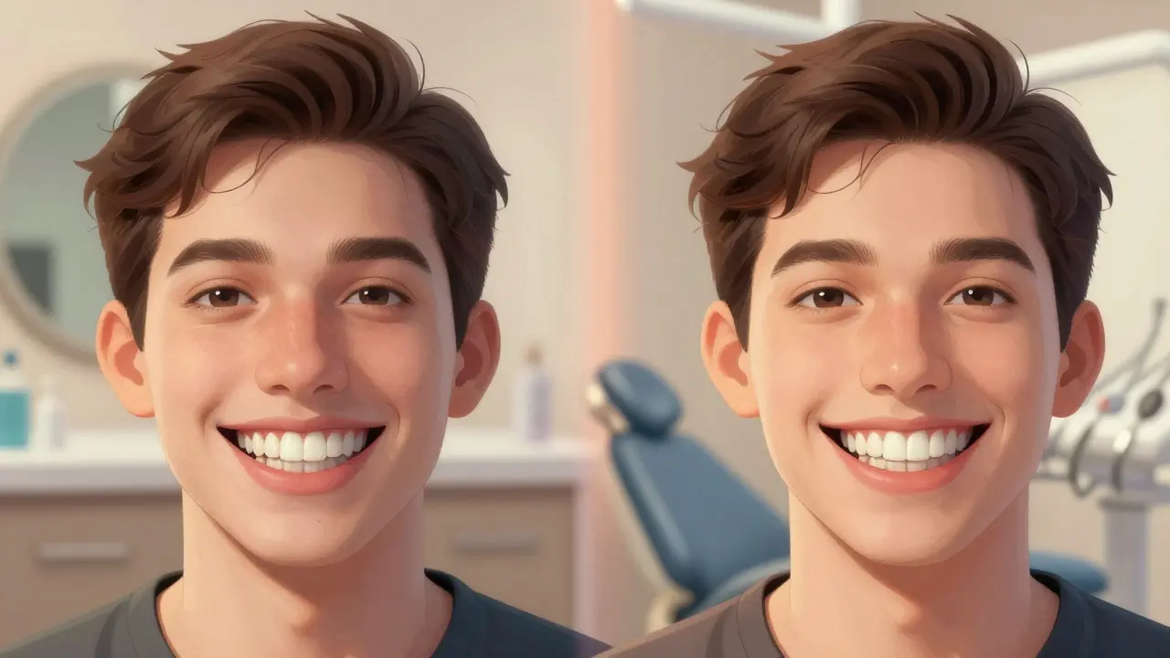 Before and after smile transformation with composite veneers