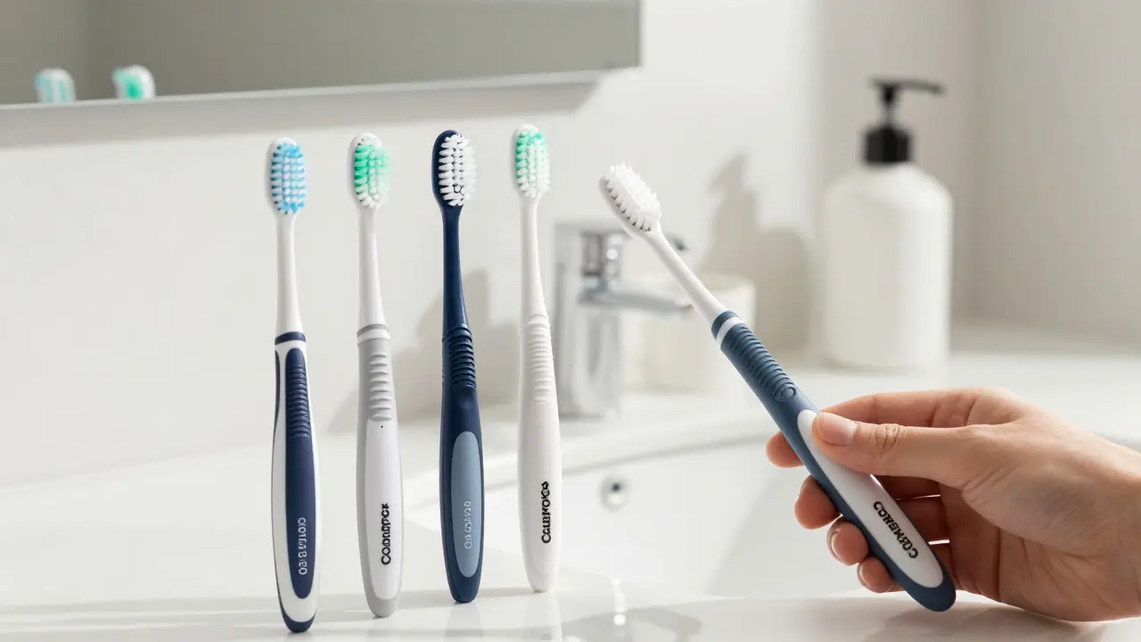 Různé modely kartáčků Curaprox ukazující ergonomii a hustotu