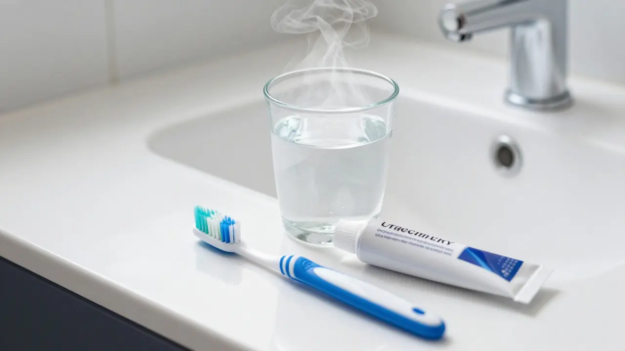 Hygienické potřeby pro péči o ústa: kartáček a slaná voda