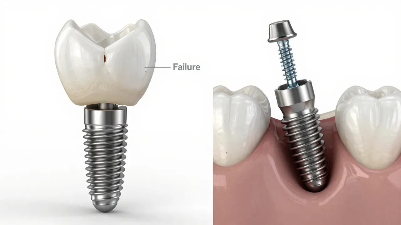 Srovnání uvolněného šroubku a volnosti implantátu v kosti