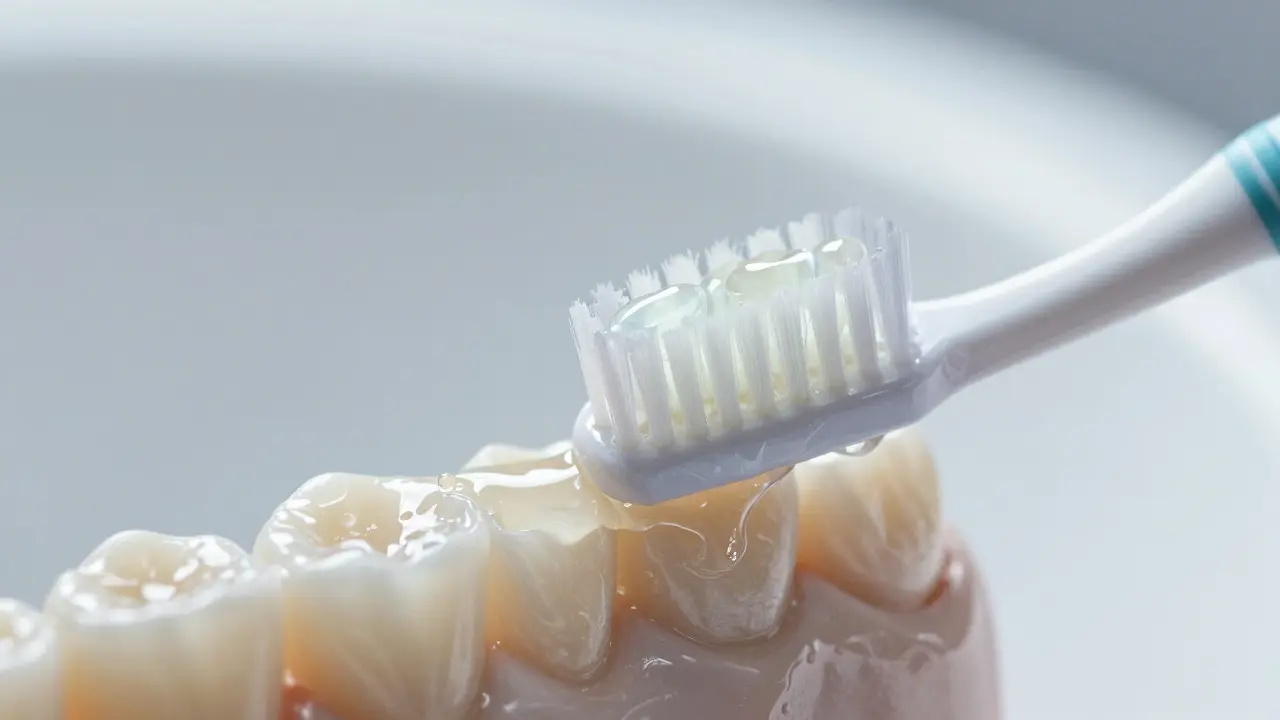 Aplikace remineralizačního gelu na zuby pomocí kartáčku