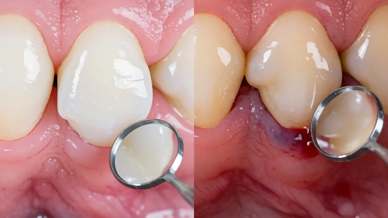 Porovnání zdravého implantátu se známkami periimplantitidy